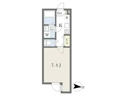 アフェット道場南2(1K/1階)の間取り写真