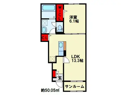 ペルパンセ(1LDK/1階)の間取り写真