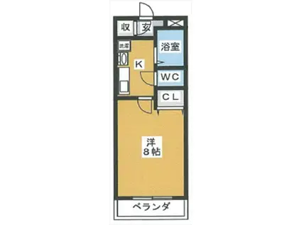 プライムステージK(1K/1階)の間取り写真