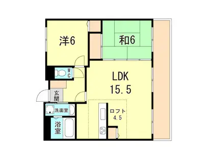 プレステージ垂水ジェームス山(2LDK/6階)の間取り写真