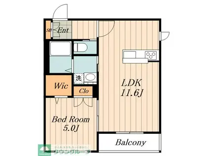PIN DEMEURE(1LDK/2階)の間取り写真