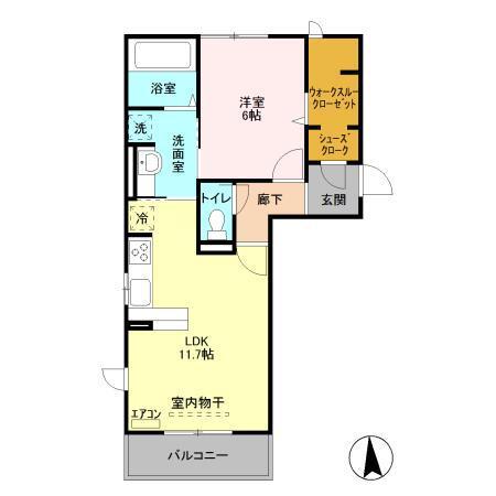 モン プレジール(1LDK/2階)の間取り写真