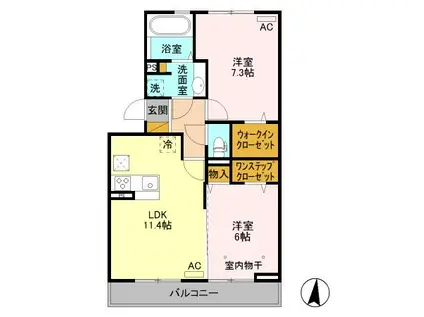 セジュールグリーンなごみ(2LDK/1階)の間取り写真