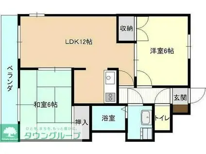 プラチナKODAヒルズ(2LDK/9階)の間取り写真