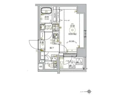 ベルシード五反野(1K/4階)の間取り写真