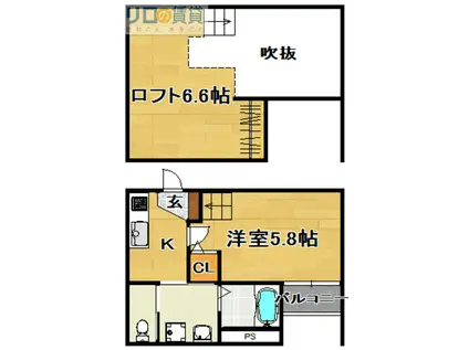 ル オリーブ(1K/2階)の間取り写真