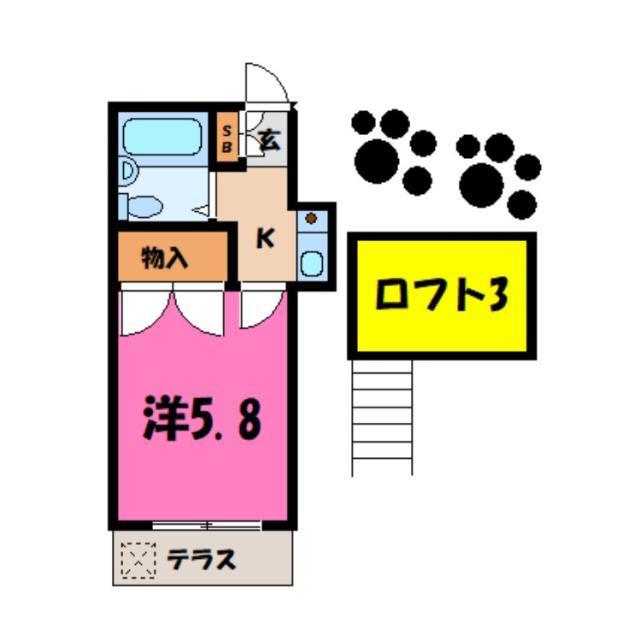 ソレイユ若葉セブンワン(1K/1階)の間取り写真