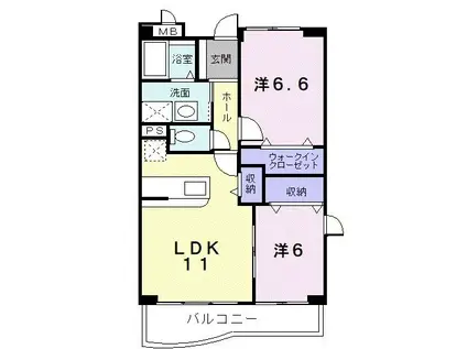 インターパークヒルズ(2LDK/2階)の間取り写真