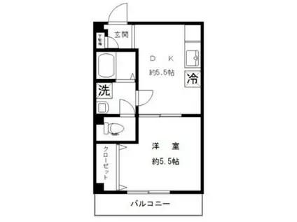 嶌崎ビル(1DK/2階)の間取り写真