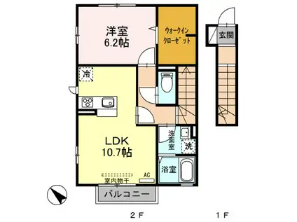ファミール祗園(1LDK/2階)の間取り写真
