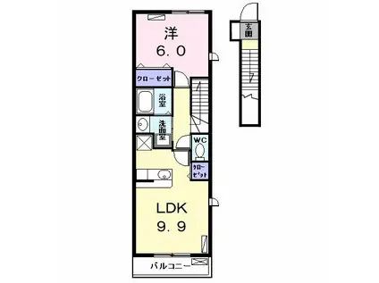 プラシードA(1LDK/2階)の間取り写真