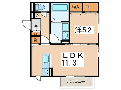 サークルモコ湘南台(1LDK/3階)の間取り写真