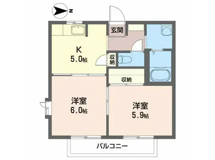 メルベーユ アン(2K/2階)の間取り写真