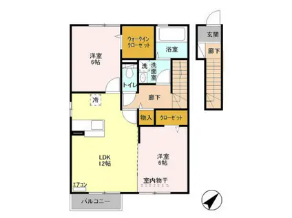アトリオ青山C(2LDK/2階)の間取り写真