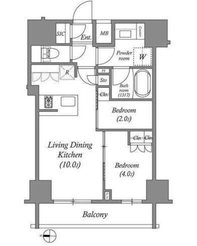 ACP RESIDENCE錦糸町(2LDK/11階)の間取り写真