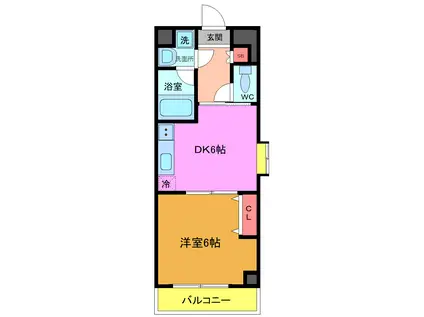 ヌーベルメゾン三嘉(1DK/8階)の間取り写真