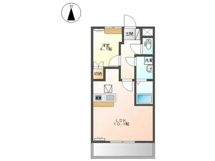 ル・コントブルー(1LDK/1階)の間取り写真