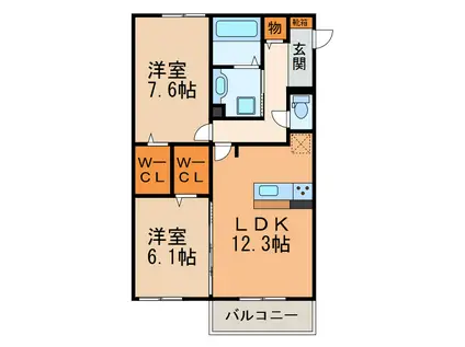 クレール(2LDK/2階)の間取り写真