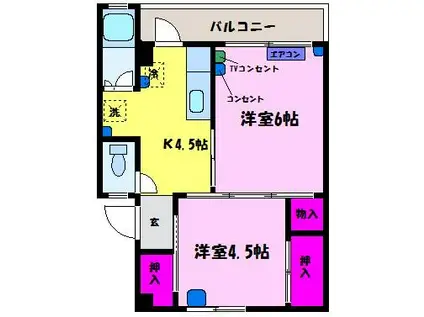 サクラハウス大沢野(2K/3階)の間取り写真