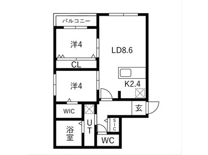 セレッソ本郷通(2LDK/3階)の間取り写真