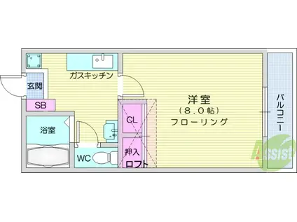 サンハイツ(1K/1階)の間取り写真