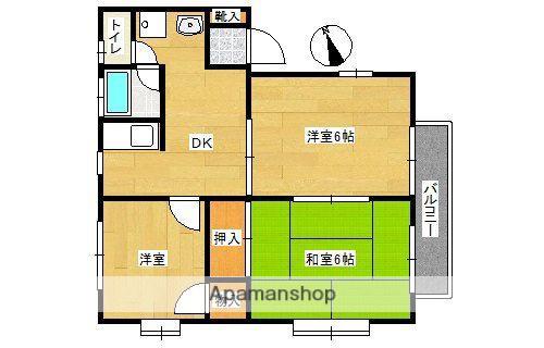 室見リバーハイム(3DK/2階)の間取り写真