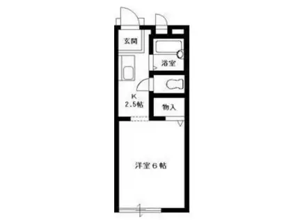 ホワイトハウス(1K/1階)の間取り写真