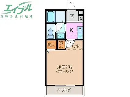 プラザコート西富田(1K/1階)の間取り写真