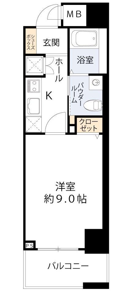 エスライズ四ツ橋(1K/8階)の間取り写真