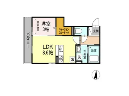 ウィングA棟(1LDK/2階)の間取り写真