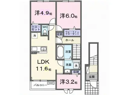 シェル クレール II(3LDK/2階)の間取り写真