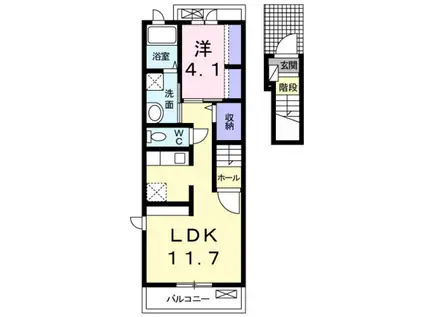 メゾン・ドゥ・ジェルメB(1LDK/2階)の間取り写真