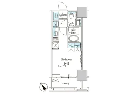 パークアクシス横濱関内SQUARE(ワンルーム/12階)の間取り写真