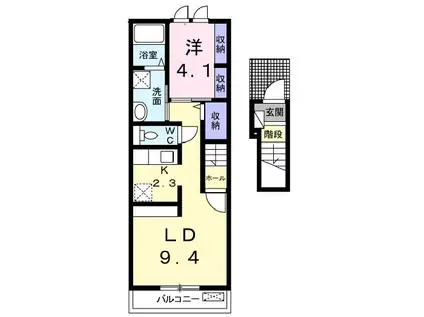 アムールIII(1LDK/2階)の間取り写真