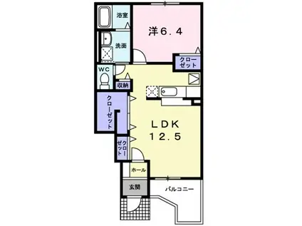 チェリーブロッサム(1LDK/1階)の間取り写真