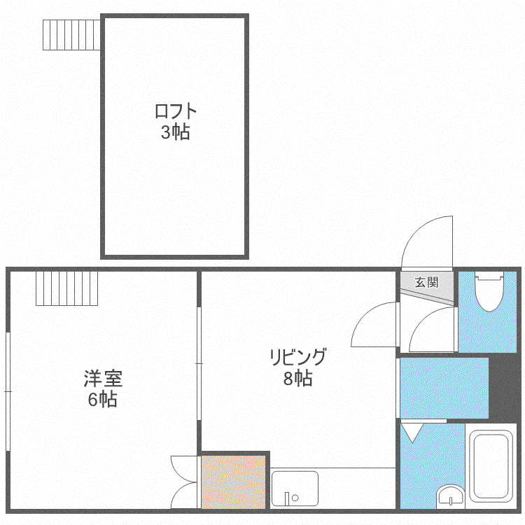 スカイブルーK(1LDK/1階)の間取り写真