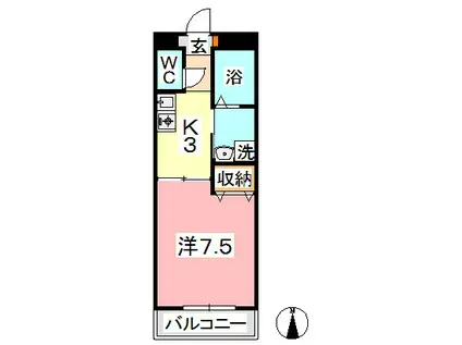 エクセーヌメゾン(1K/2階)の間取り写真