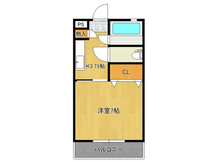 エザンス竹園(1K/2階)の間取り写真