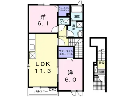 プランドール ドゥー(2LDK/2階)の間取り写真