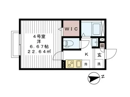 CAREL浜野A(1K/2階)の間取り写真