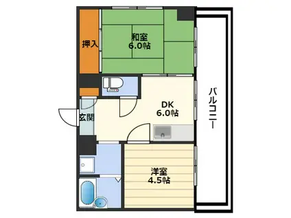 シャトーベルダン(2DK/7階)の間取り写真