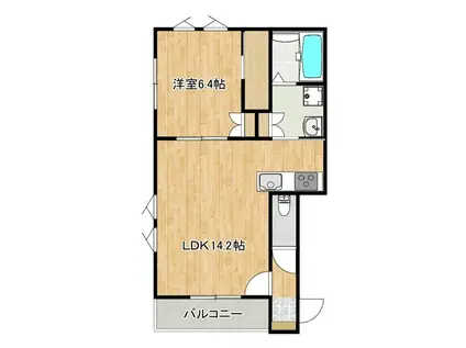 カテリーナ医大通(1LDK/1階)の間取り写真