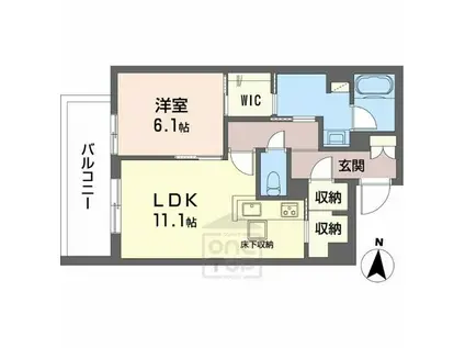 和の社 江坂(1LDK/1階)の間取り写真