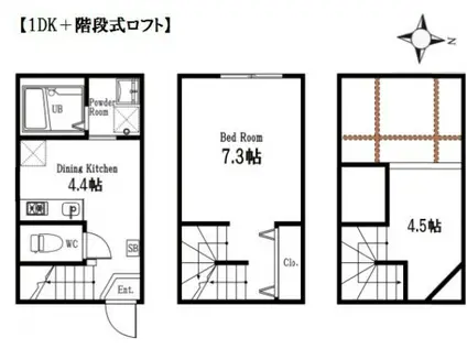 ハーミットクラブハウス久我山(1DK/1階)の間取り写真
