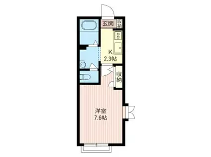 フォンティーヌ(1K/2階)の間取り写真