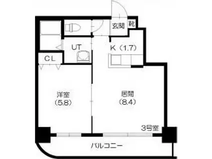 METRO SIDE(1LDK/7階)の間取り写真