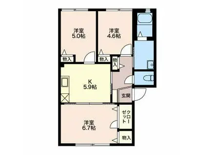 K-ハイツ(3K/1階)の間取り写真