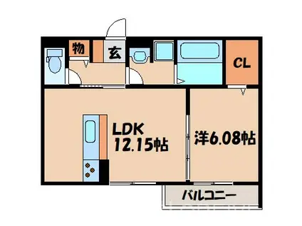 CASA SERENO(1LDK/2階)の間取り写真
