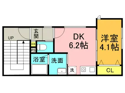 グランハイツ ウキジマ(1DK/3階)の間取り写真