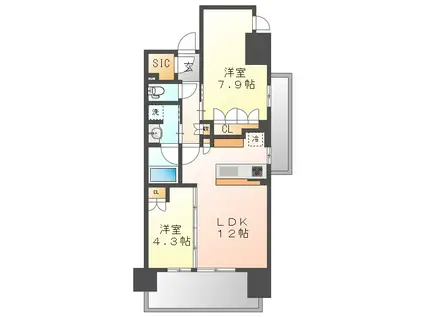 オーパスレジデンス名古屋ステーション(2LDK/8階)の間取り写真
